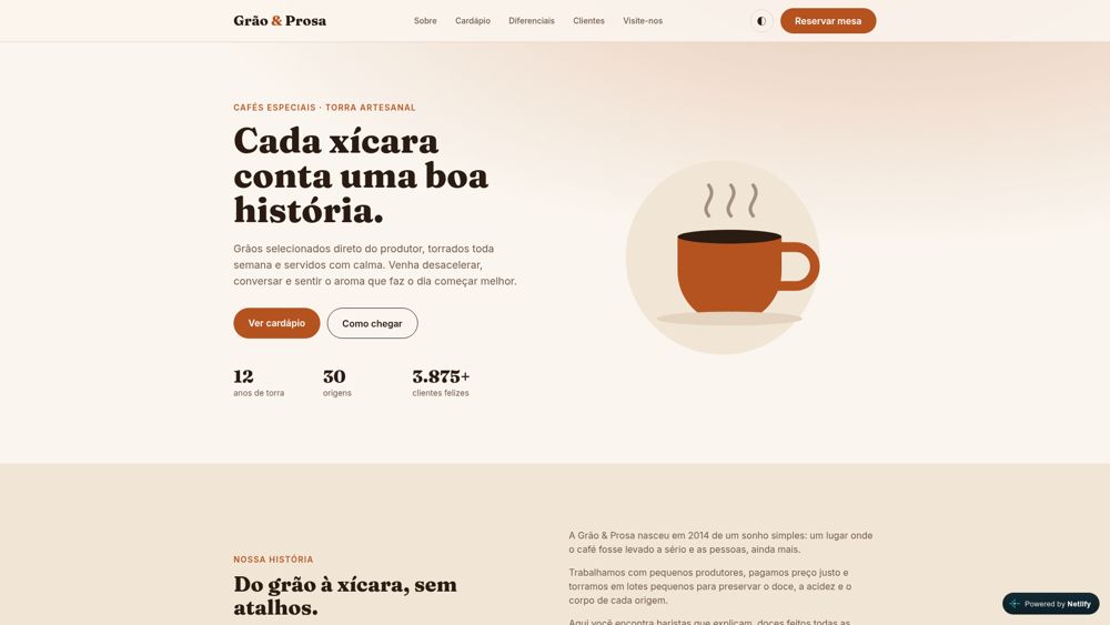 Captura de tela do site Grão & Prosa